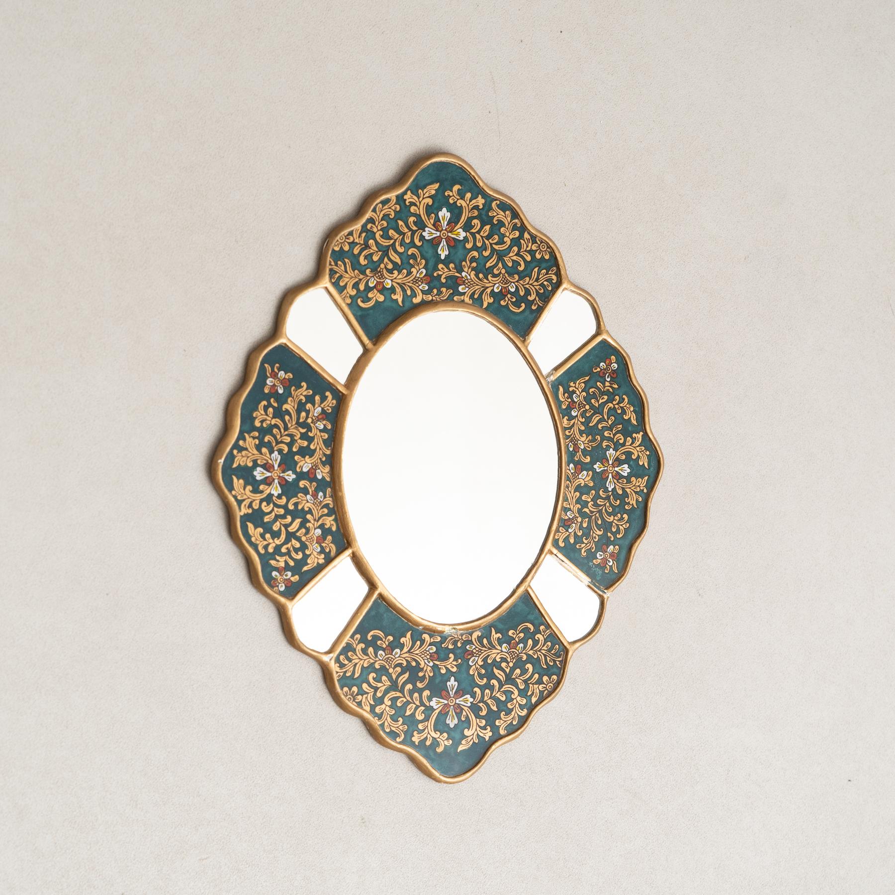 Mid-Century Modern Miroir mural péruvien du milieu du siècle dernier, peint à la main en vente