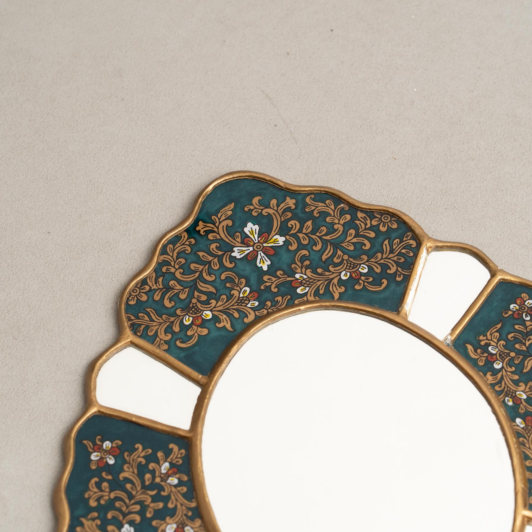 Miroir mural péruvien du milieu du siècle dernier, peint à la main Bon état - En vente à Barcelona, ES