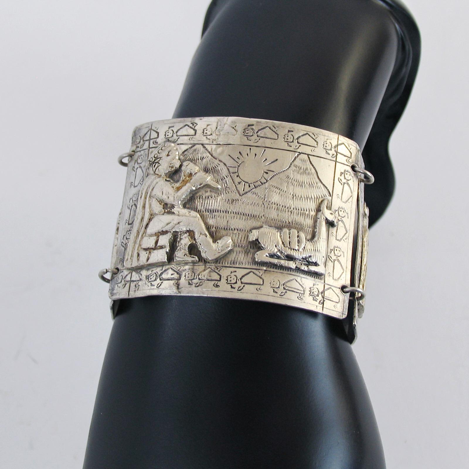 Hand-Crafted Vintage Peruvian Silver Bracelet from Industria Peruana, 1920s