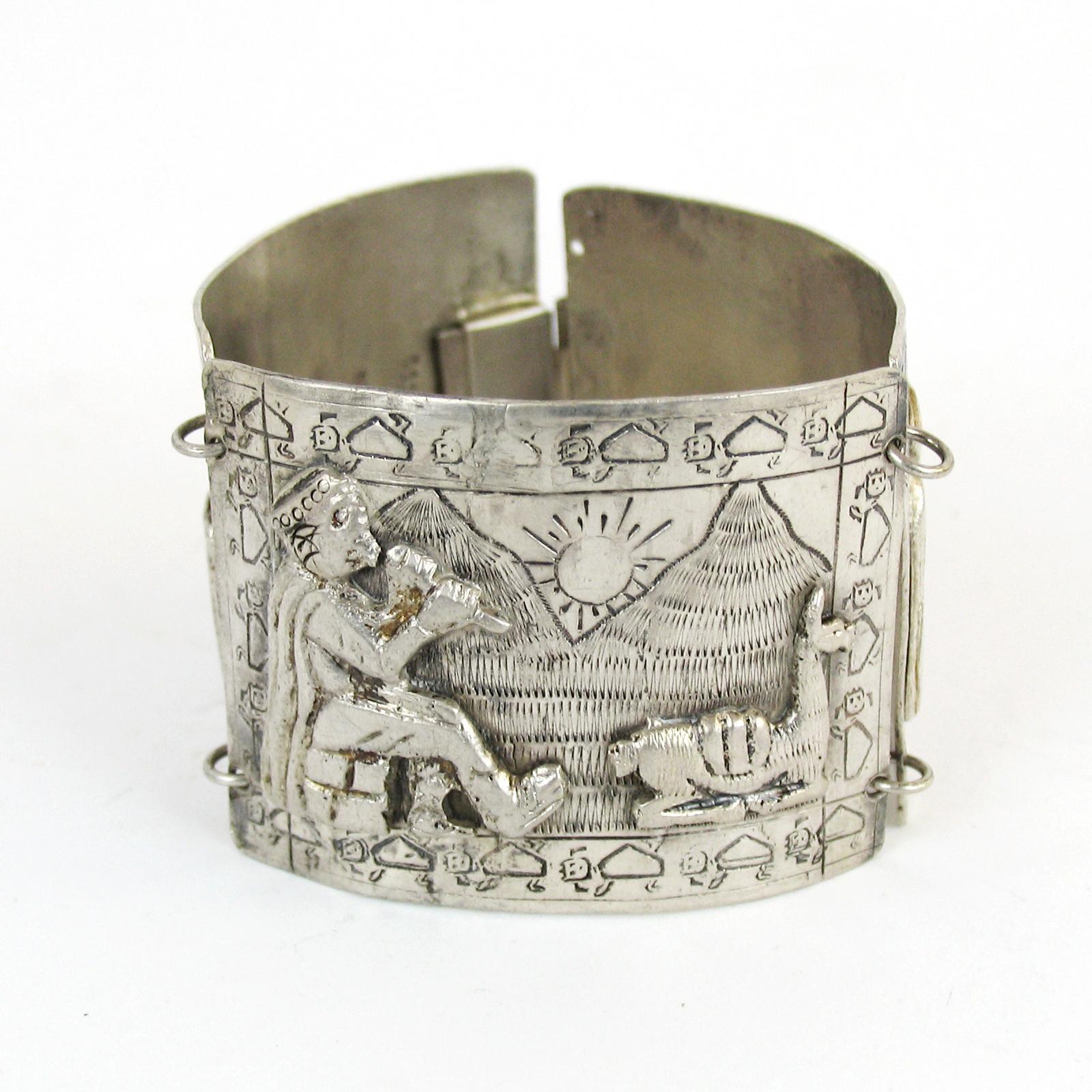 Vintage Peruvian Silver Bracelet from Industria Peruana, 1920s In Good Condition In Bochum, NRW