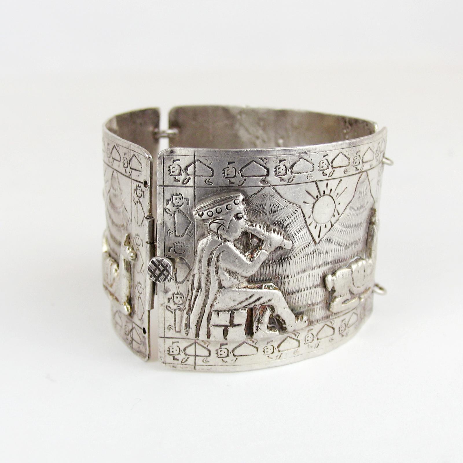 Early 20th Century Vintage Peruvian Silver Bracelet from Industria Peruana, 1920s