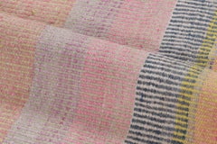 Vintage Peruvian Square Kilim, Muted Pink & Orange Striped Design - Rug & Kilim