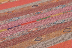 Vintage Peruvian Square Kilim, Polychromatic Geometric Stripes - Rug & Kilim