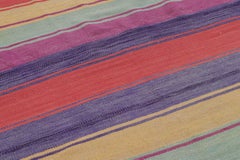 Vintage Peruvian Square Kilim, Vibrant Polychromatic Stripes - Rug & Kilim