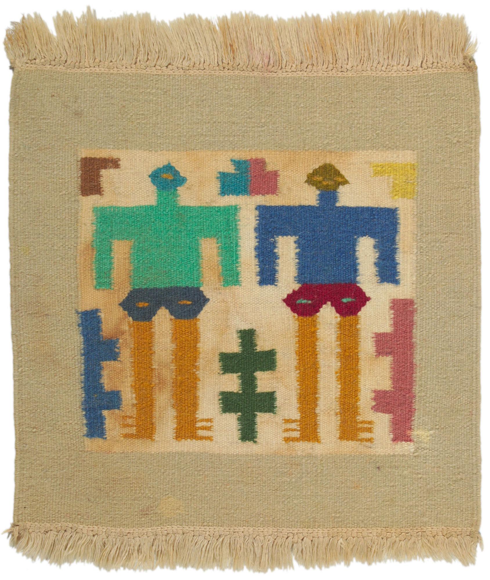 Kilim Vintage Peruvian Textile Figurative Tapestry For Sale