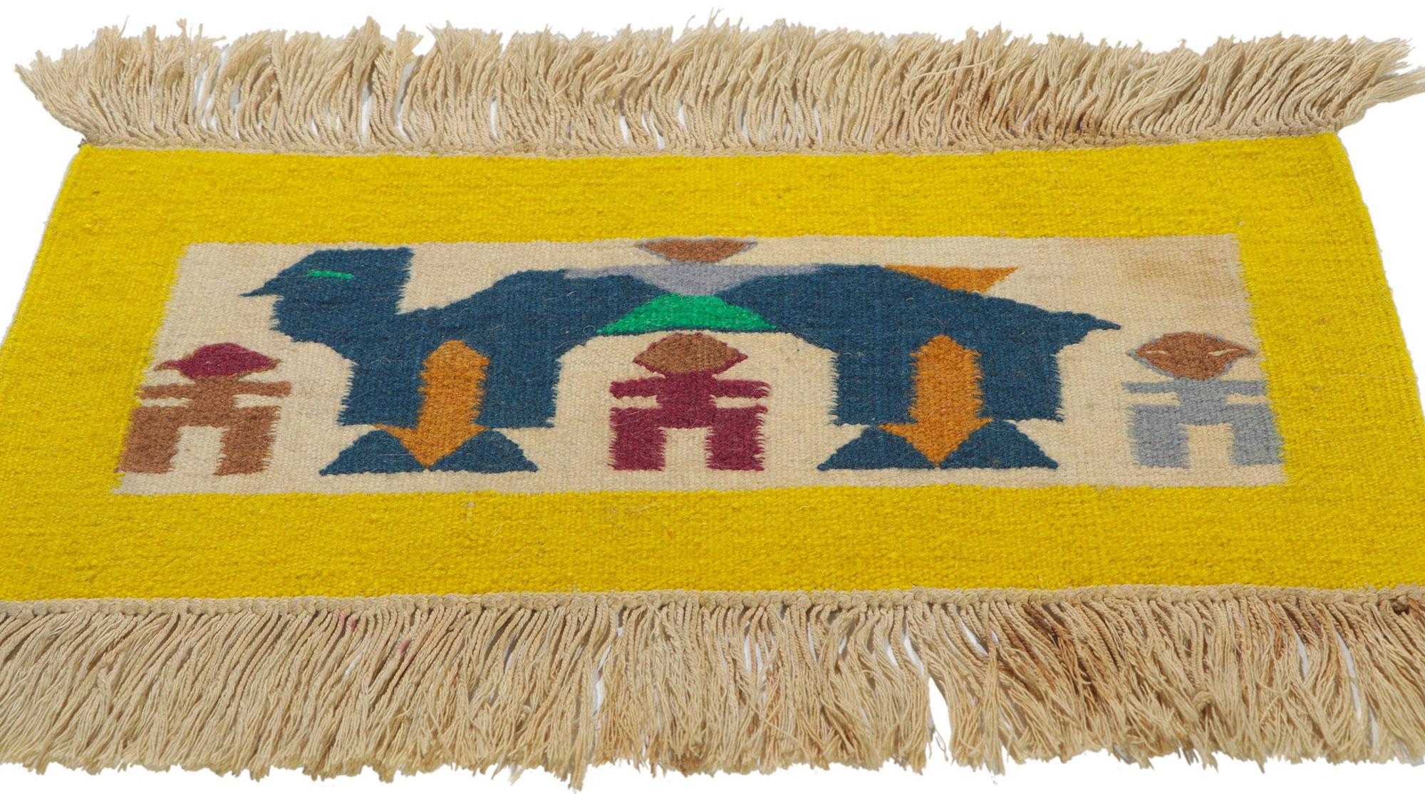 Wool Vintage Peruvian Textile Figurative Tapestry For Sale