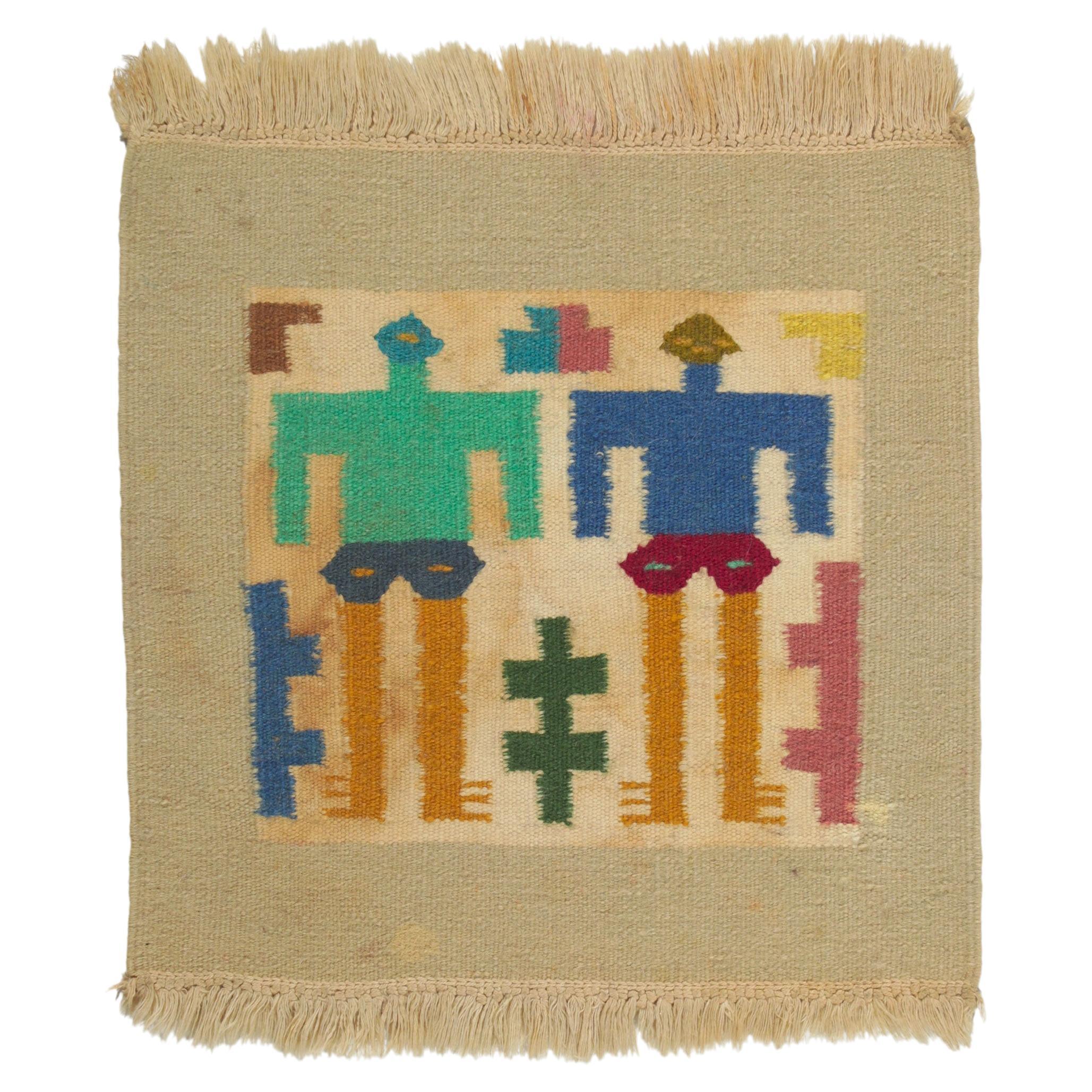 Peruanischer figurativer Vintage-Wandteppich aus Textilien