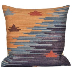Vintage Peruvian Textile Rug with Irish Linen Cushion Pillow