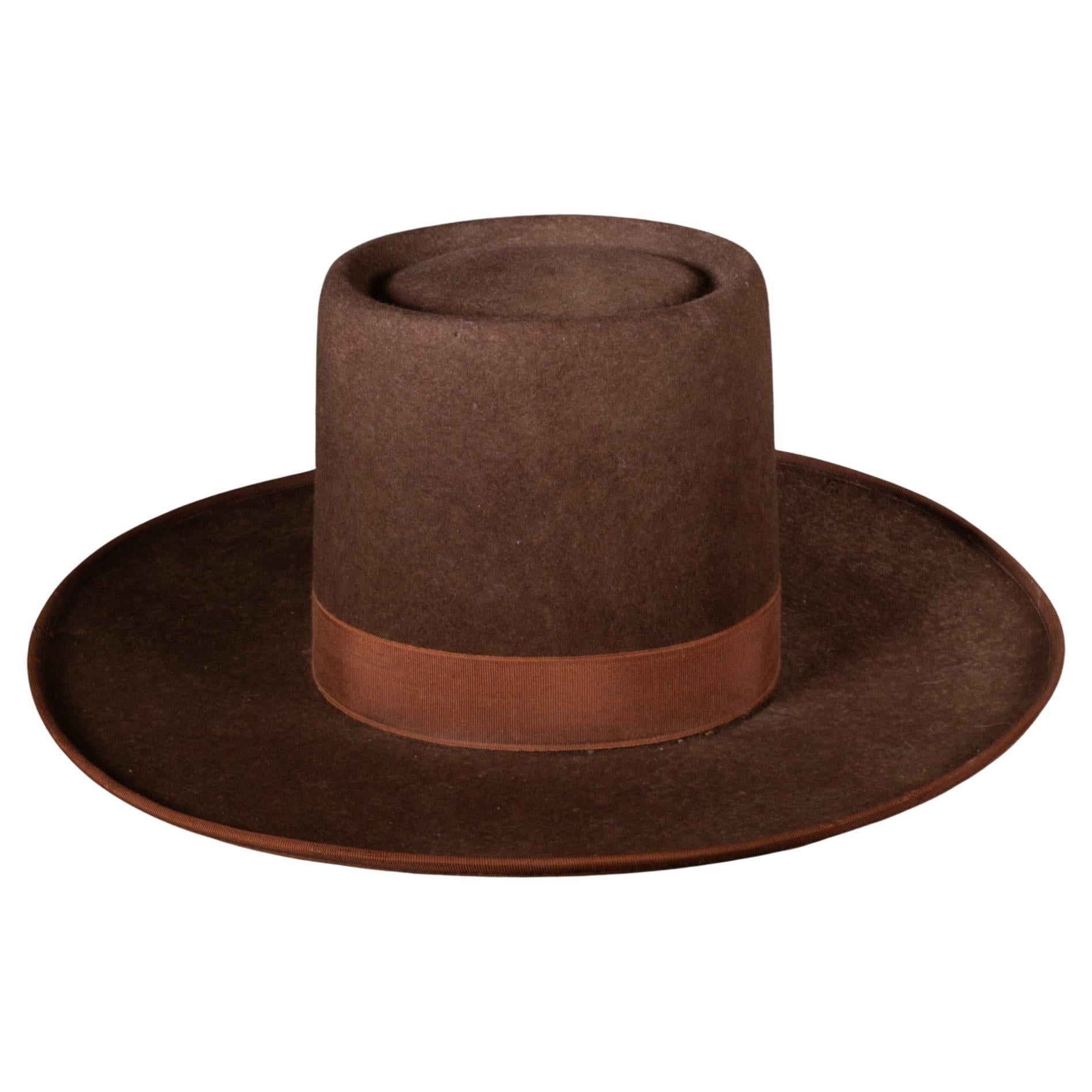 Vintage Peruvian Wool Tall Hat For Sale