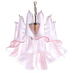 Vintage Petal Chandelier in Pink and White Murano Glass, Italy