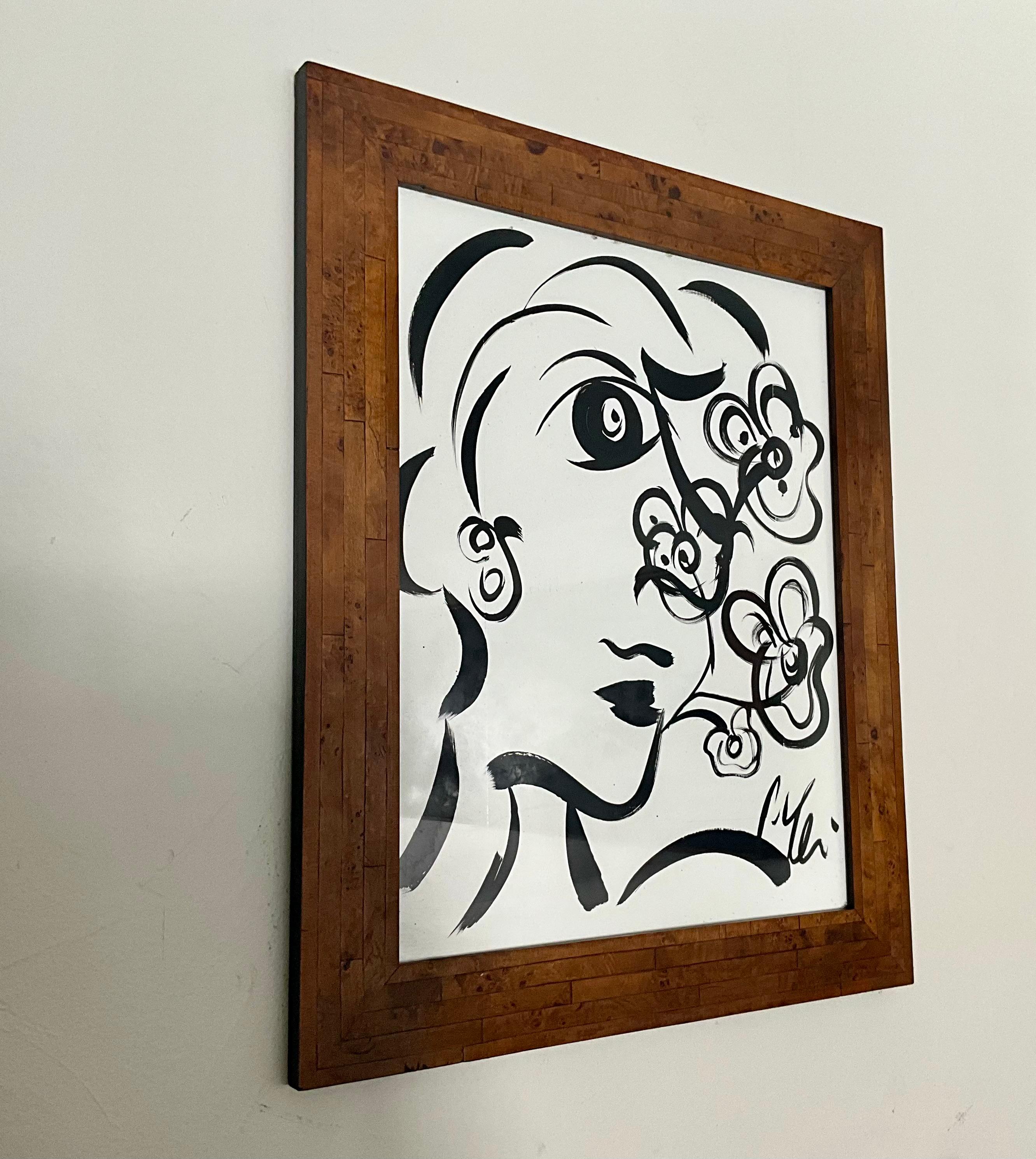 Vintage Peter Keil und weiße Malerei auf Karton (Acryl) im Angebot