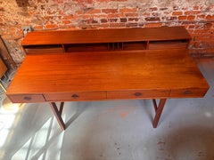 Vintage Peter Lovig Nielsen Flip Top Teak Desk with Two Drawer Cubbies, 1970