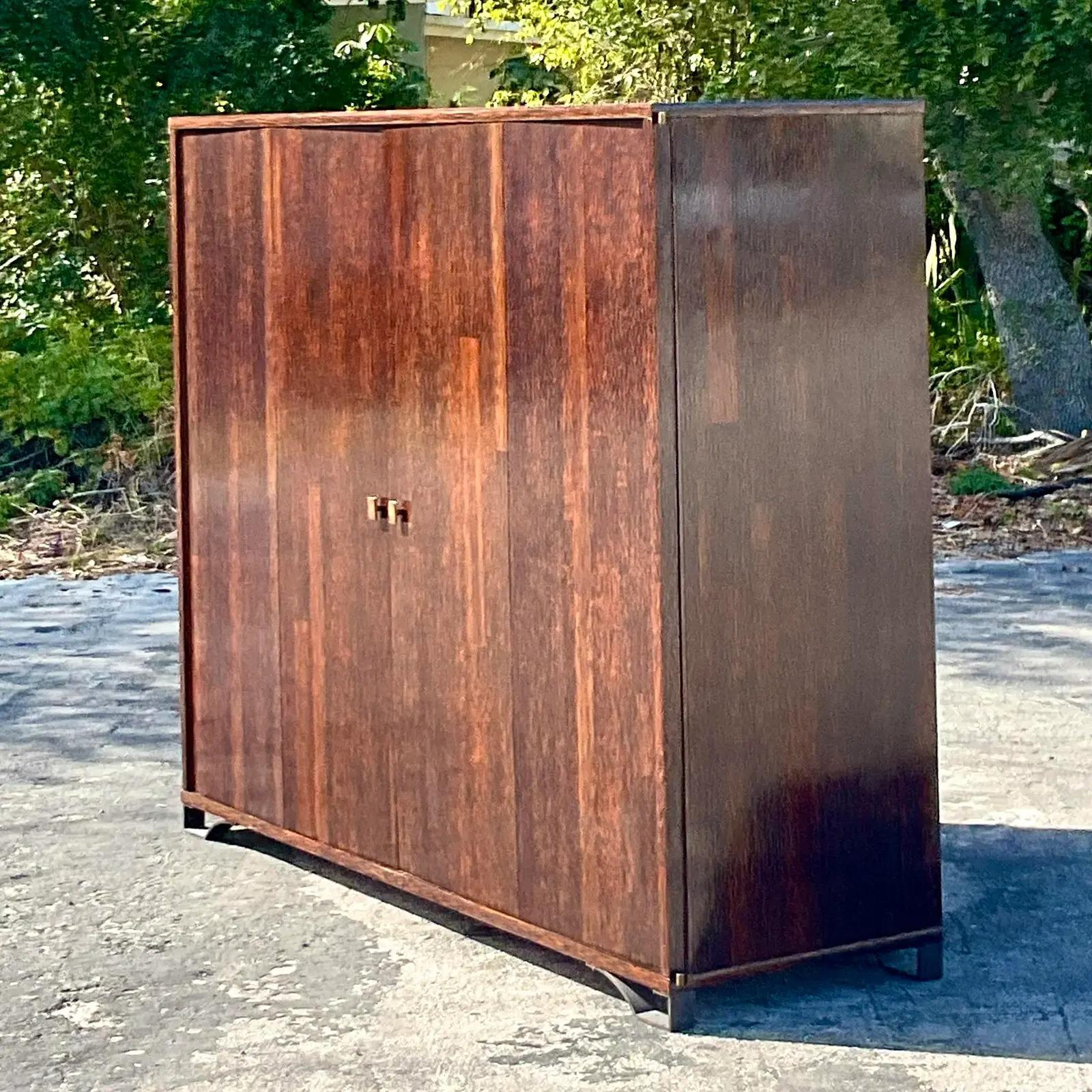 Vintage Peter Marino Custom Rosewood and Bronze Wall Unit For Sale 6