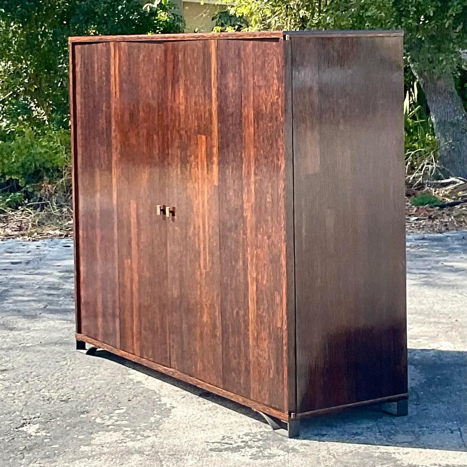 Vintage Peter Marino Custom Rosewood and Bronze Wall Unit For Sale 7