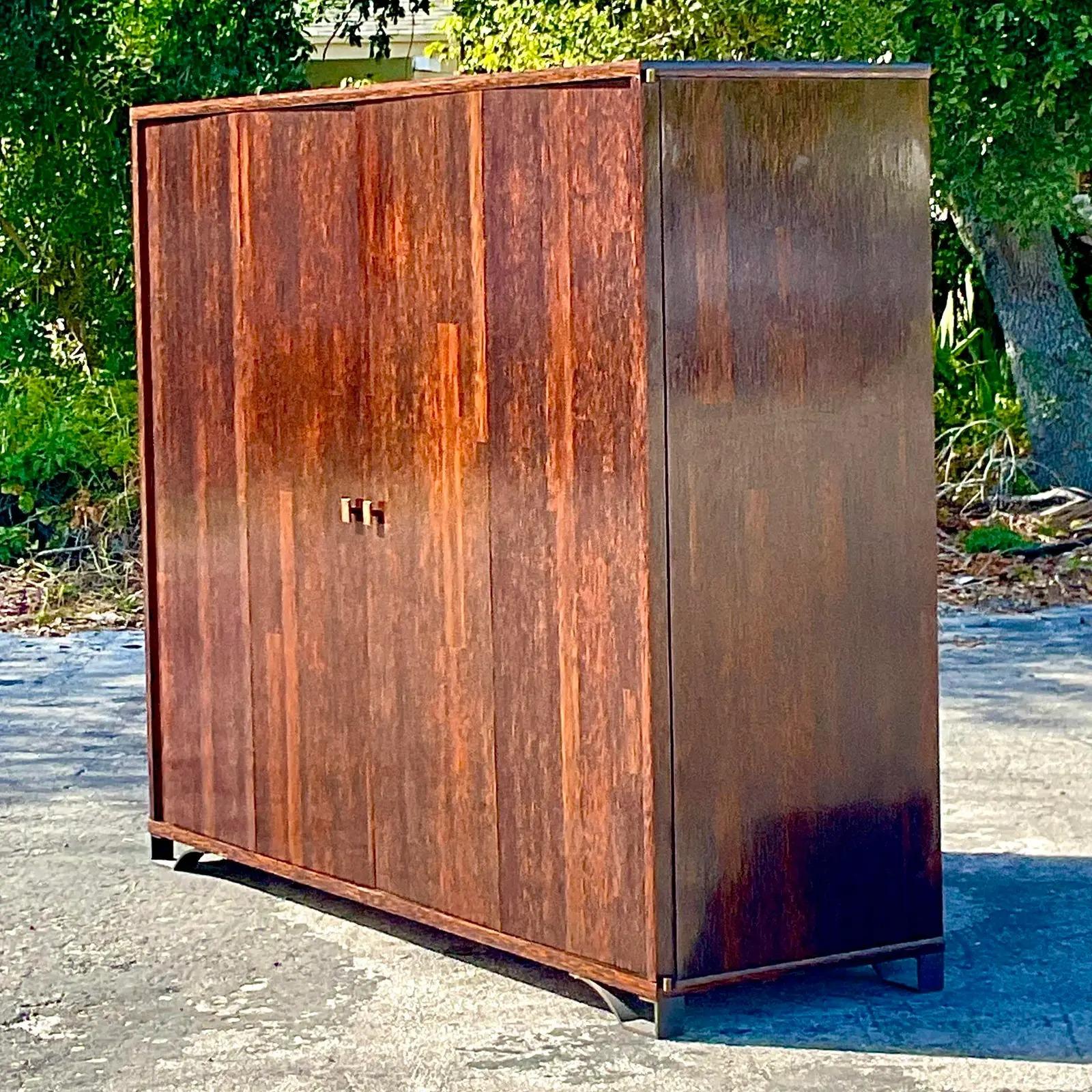 Vintage Peter Marino Custom Rosewood and Bronze Wall Unit For Sale 2