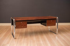 Vintage Peter Protzman Zebrawood and Chrome Executive Desk for Herman Miller
