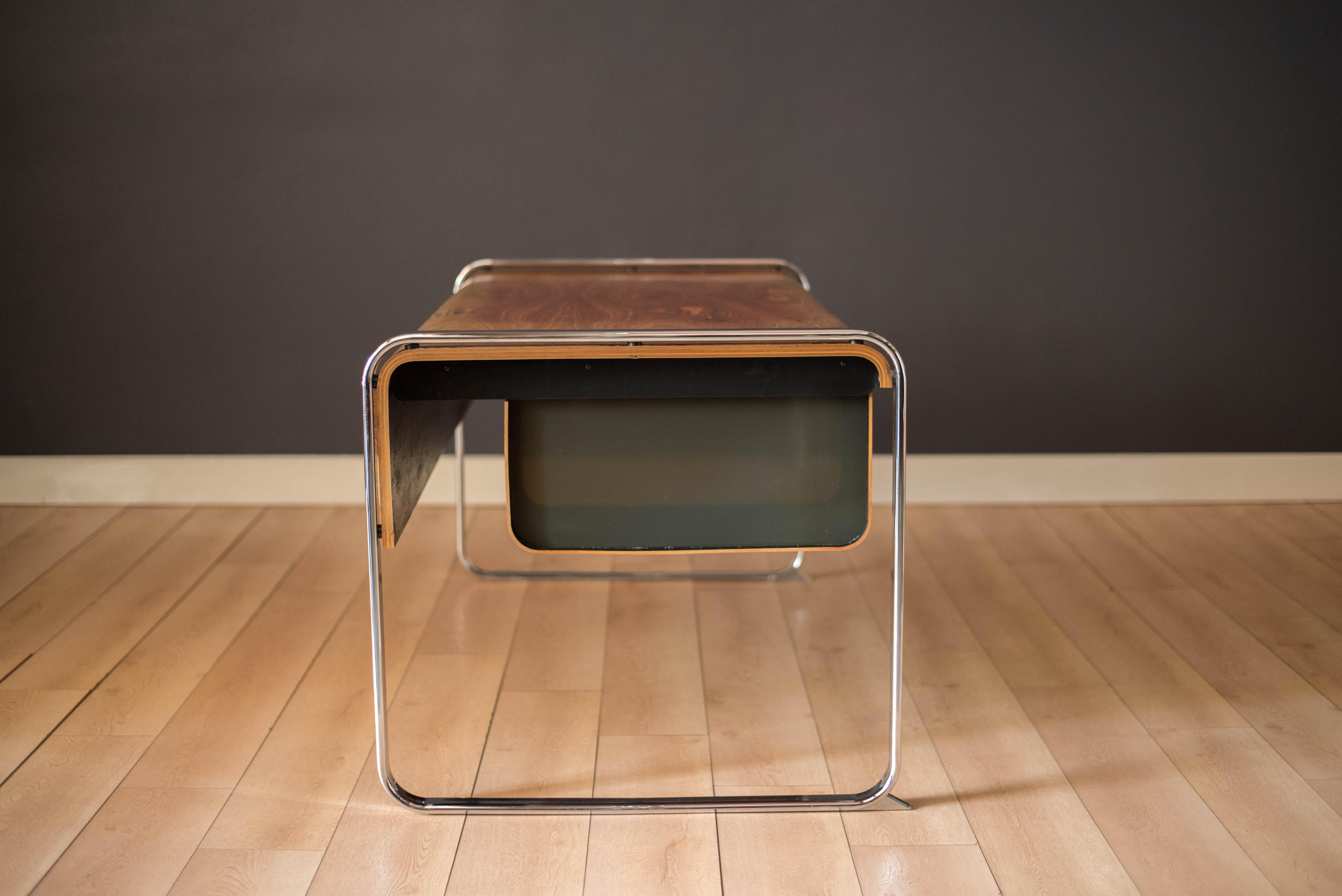 Mid-Century Modern Vintage Peter Protzman Zebrawood and Chrome Executive Desk for Herman Miller