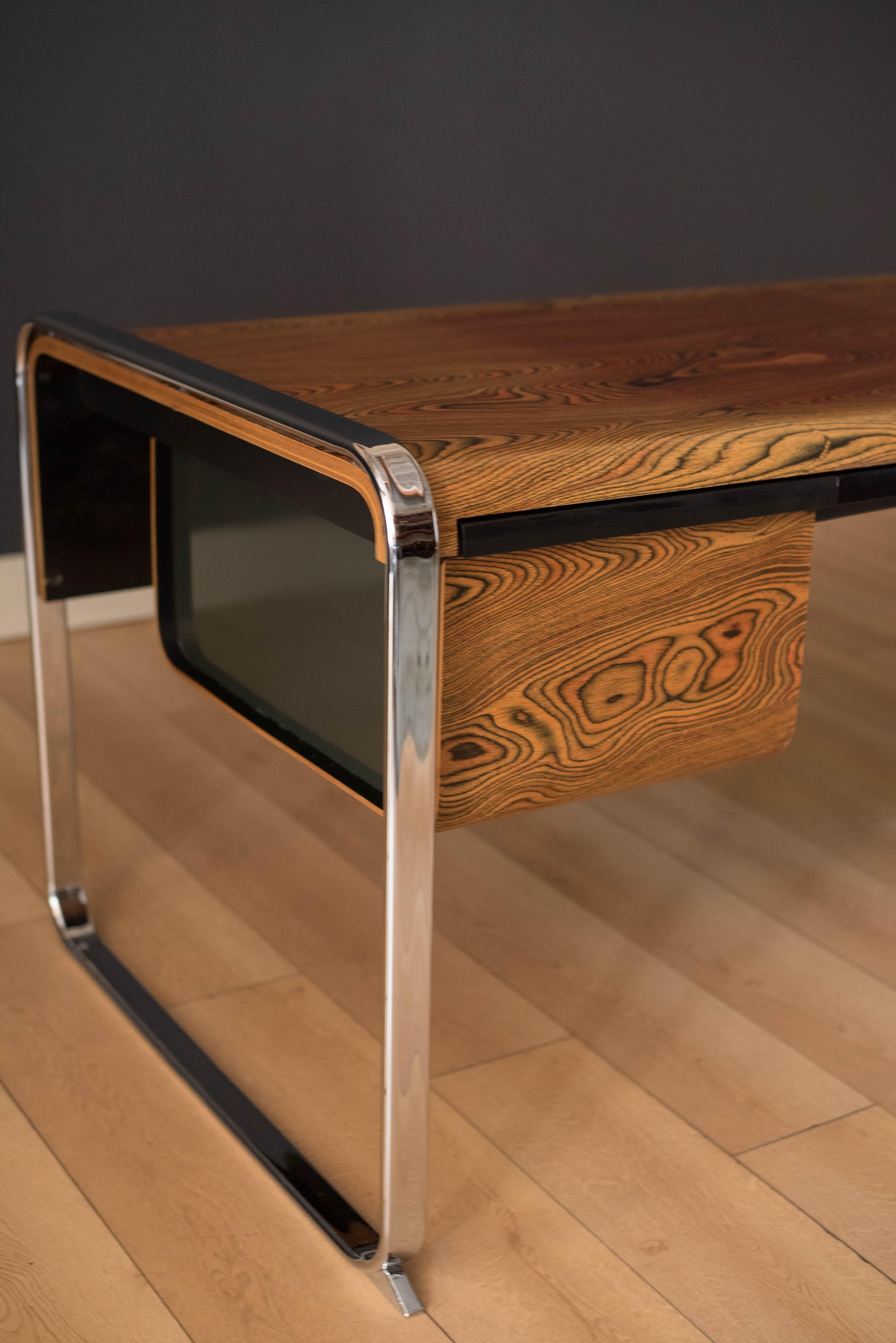 Vintage Peter Protzman Zebrawood and Chrome Executive Desk for Herman Miller In Good Condition In San Jose, CA