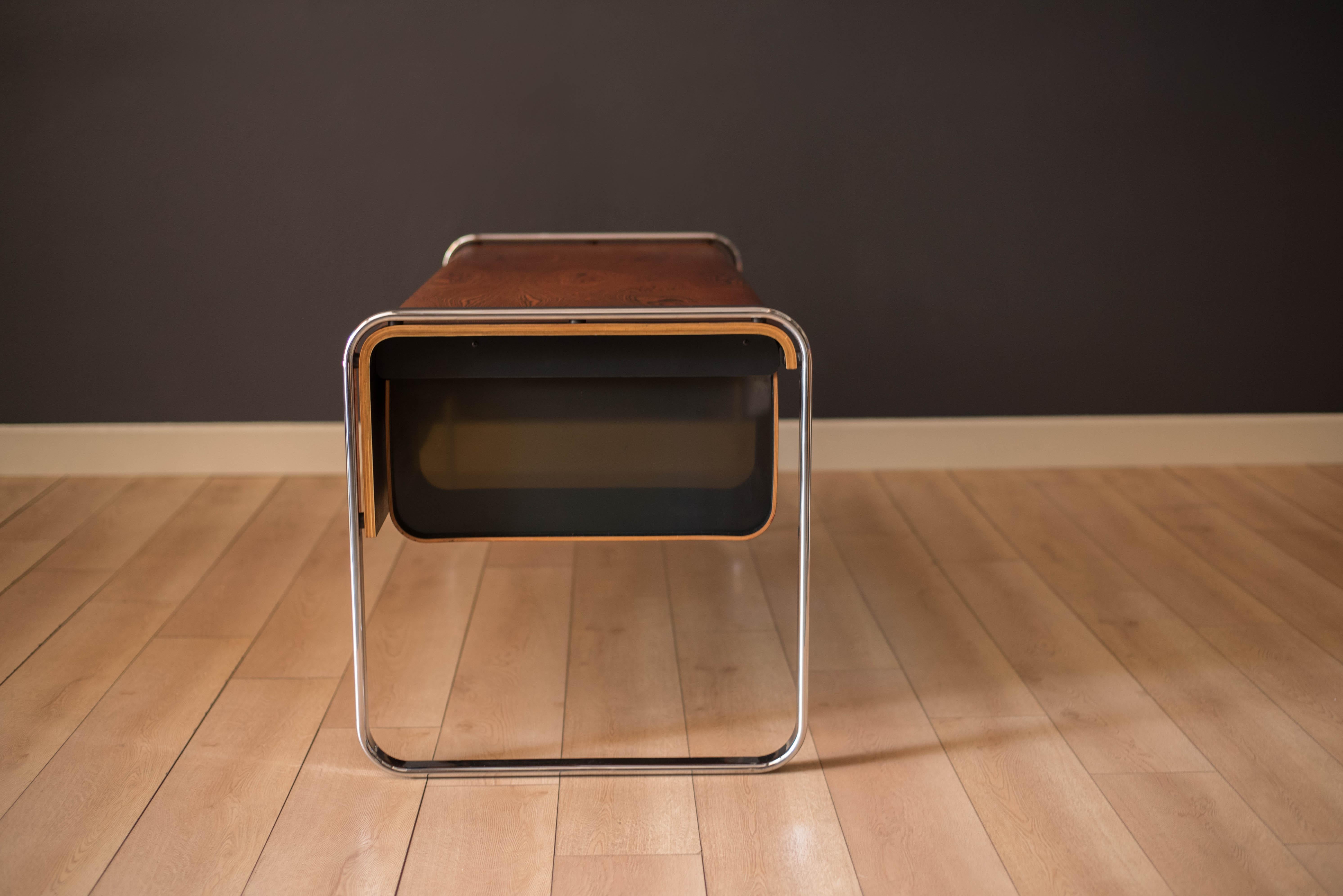 Late 20th Century Vintage Peter Protzman Zebrawood and Chrome Executive Desk for Herman Miller