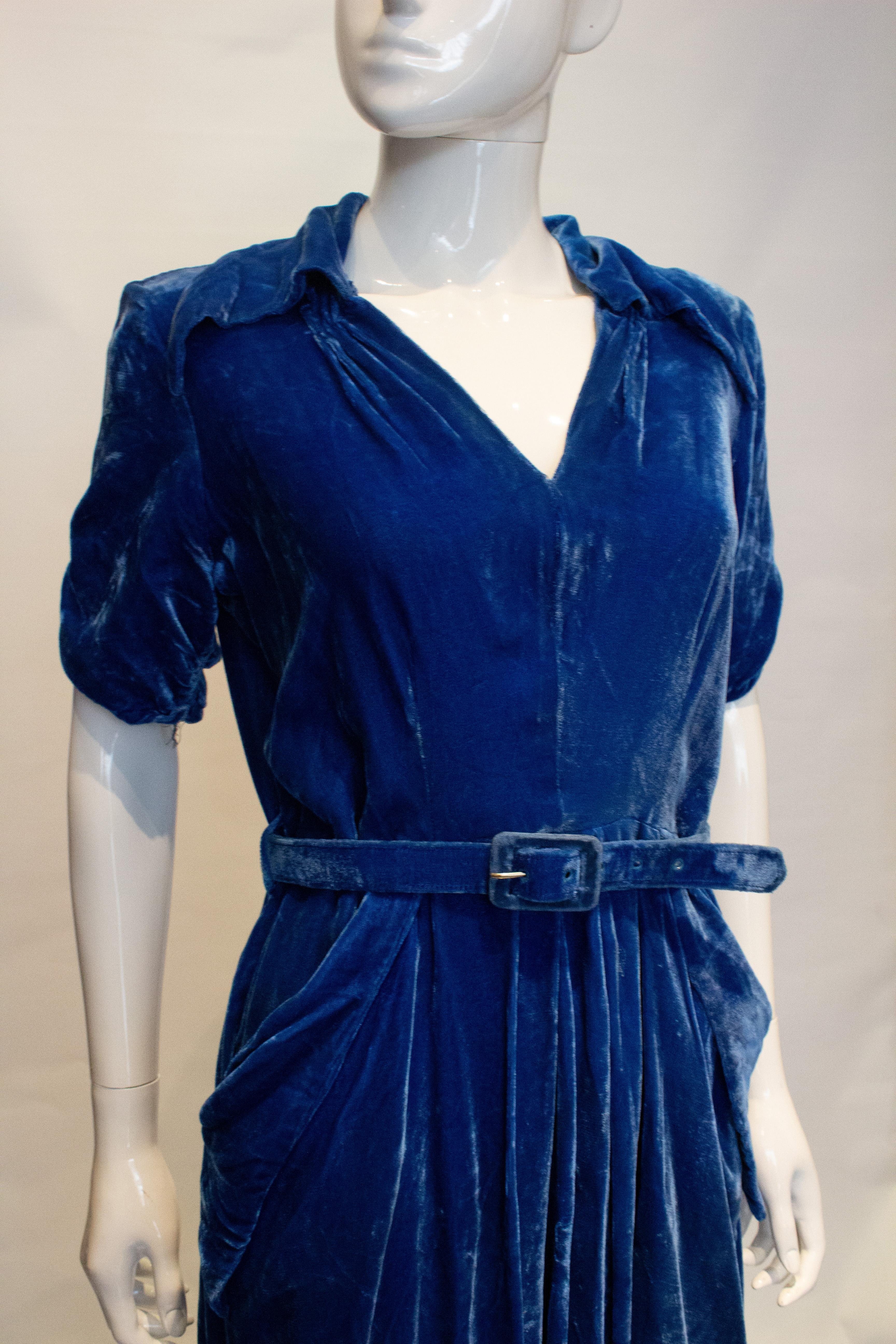 vintage blue velvet dress