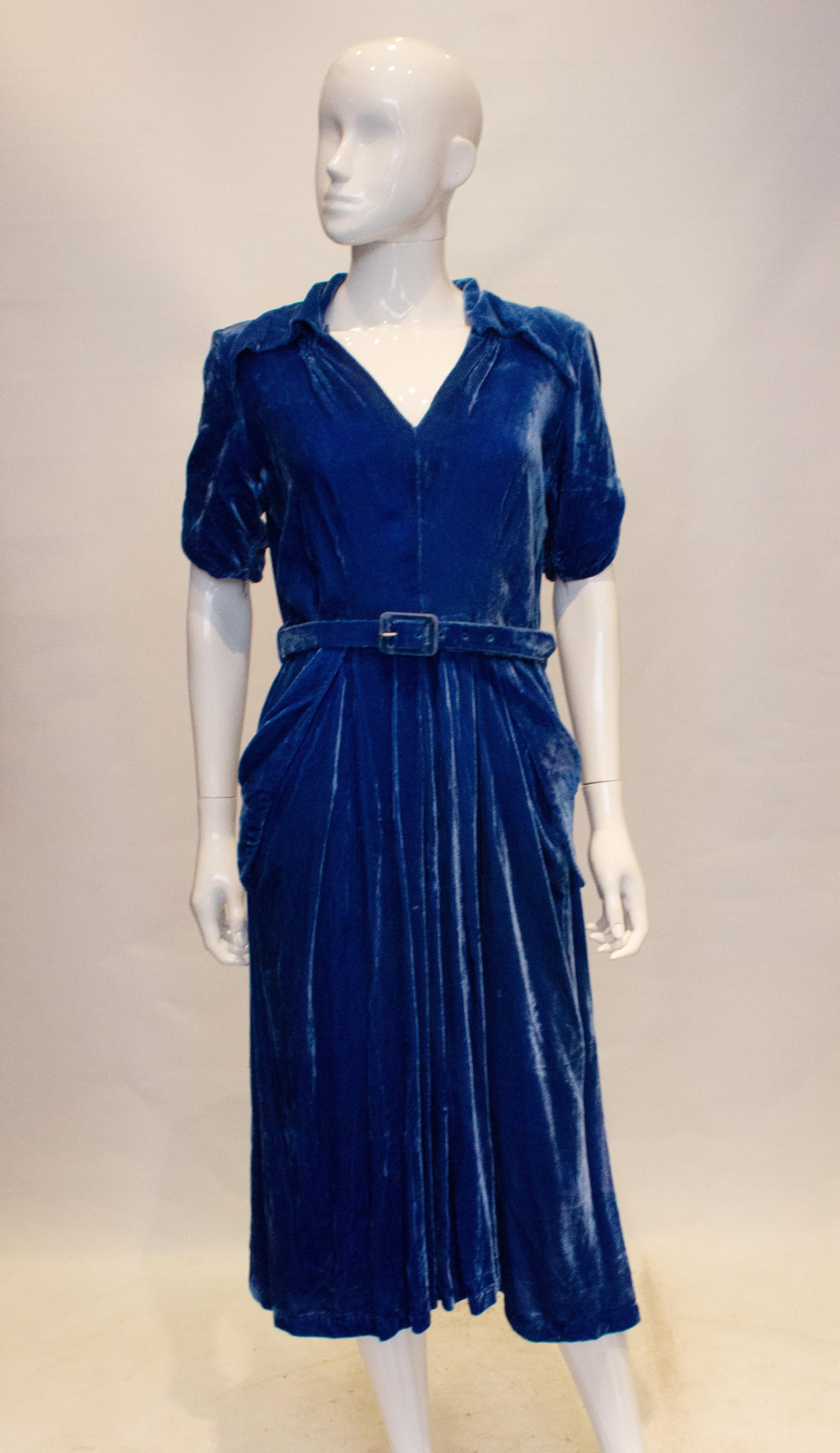 blue velvet vintage dress
