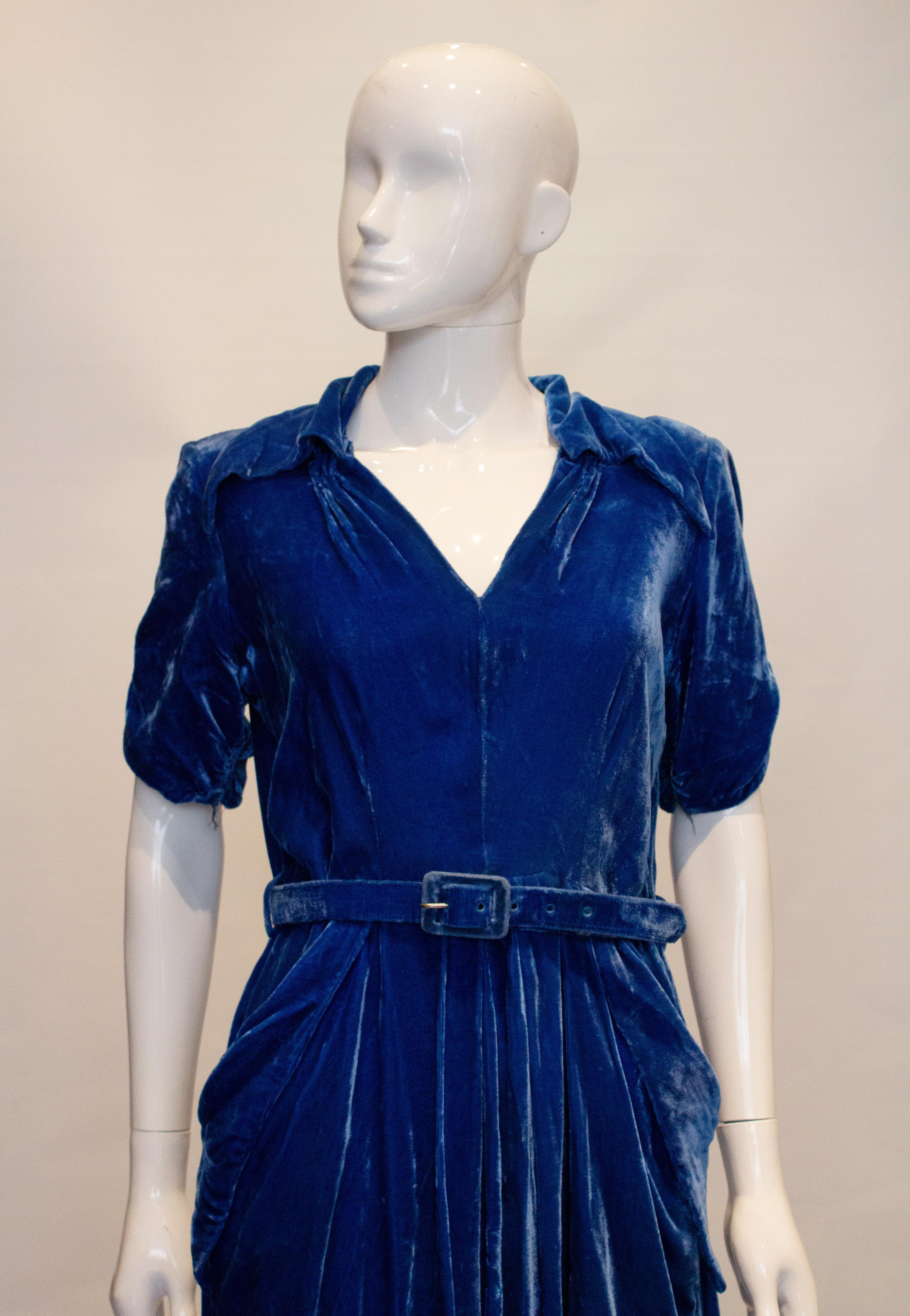 blue velvet dress vintage