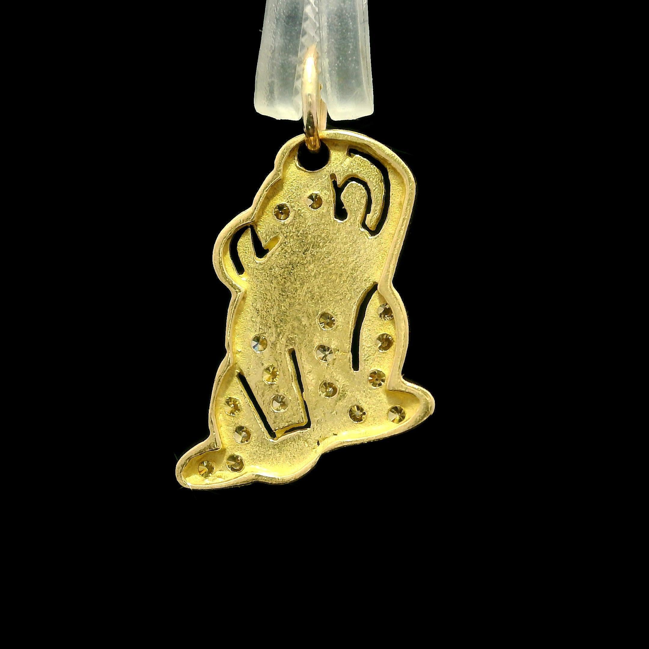 Vintage Petite 18k Gelbgold Fancy Diamond Curious Monkey Charm Anhänger im Zustand „Gut“ im Angebot in Montclair, NJ
