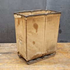 Vintage Petite 1940s Industrial Canvas Laundry Clothing Textile Bin Basket