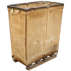 Vintage Petite 1940s Industrial Canvas Laundry Clothing Textile Bin Basket