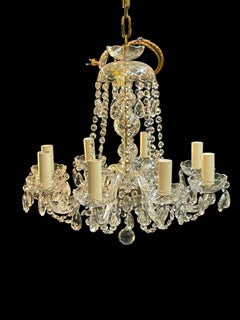 Vintage Petite 8 Arm Bohemian Crystal Chandelier
