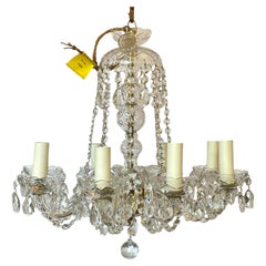 Antique Petite 8 Arm Bohemian Crystal Chandelier