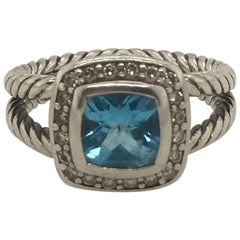 Vintage Petite Albion Blue Topaz and Diamond Ring by David Yurman