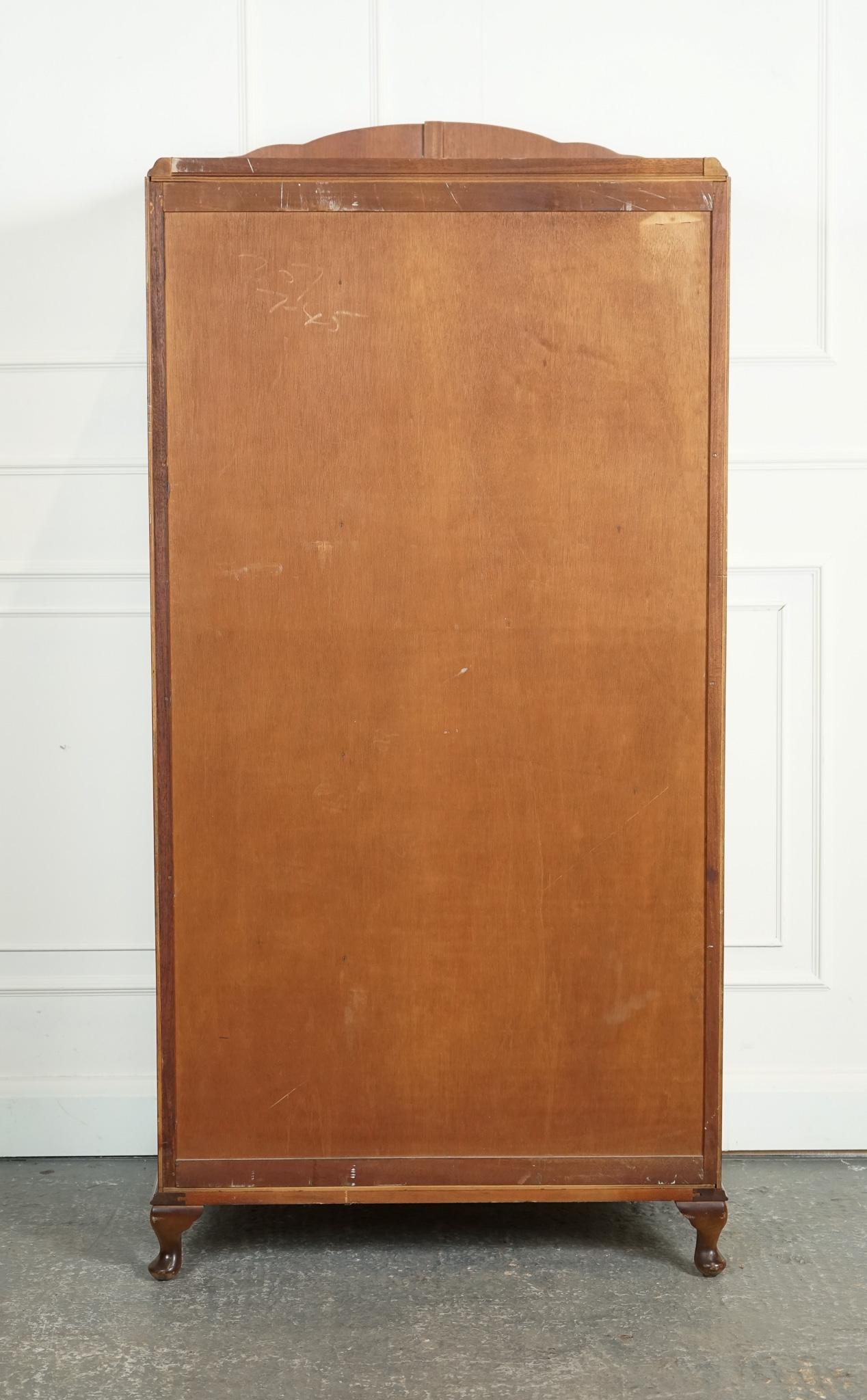 VINTAGE PETITE ART DECO 1940s BURR WALNUT WARDROBE MADE BY HEIRLOOM For Sale 6