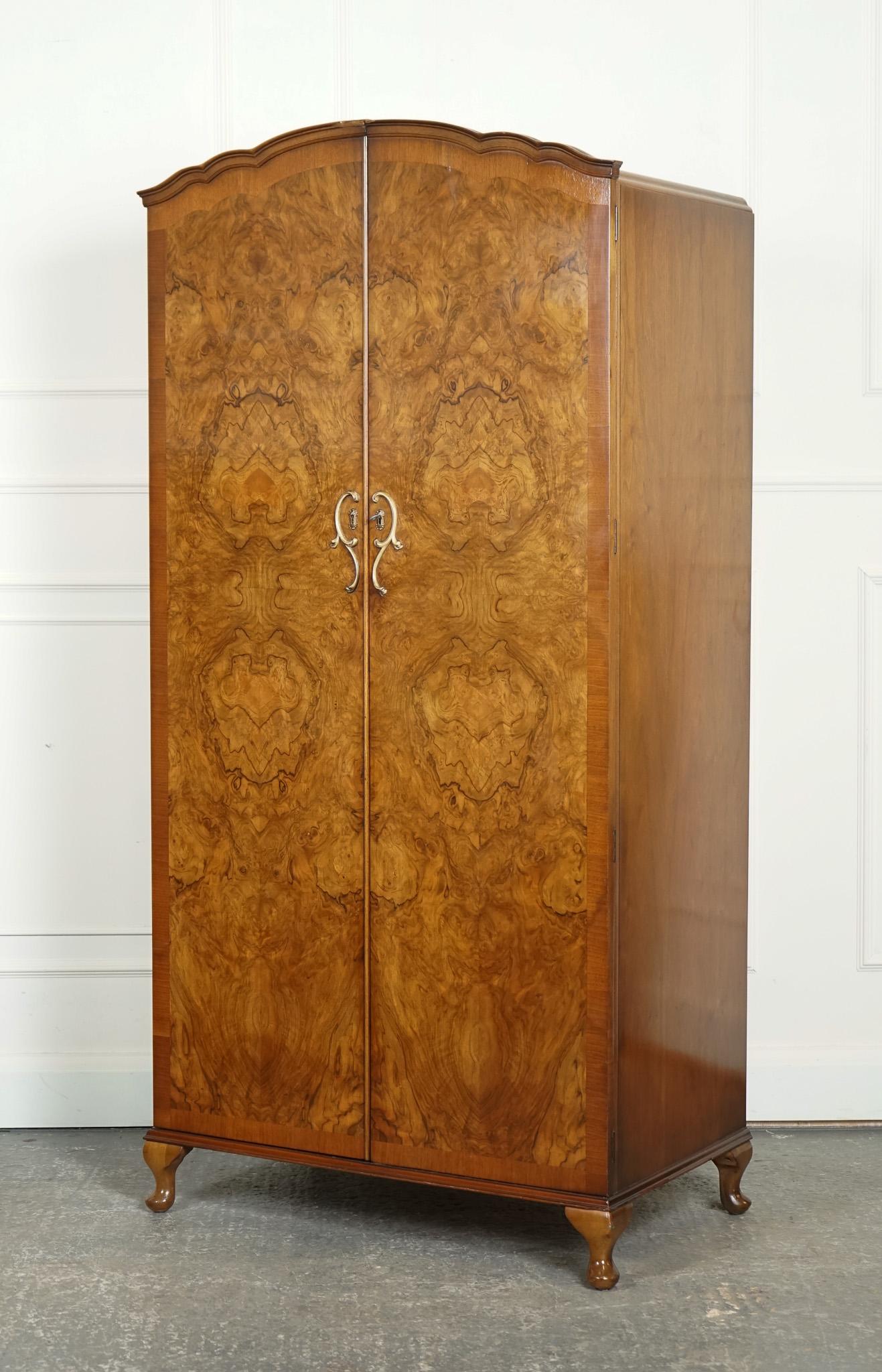 

We are delighted to offer for sale this Vintage Petite Art Deco 1940s Burr Walnut Wardrobe Made by Heirloom.

A stylish and elegant piece of furniture that captures the essence of the Art Deco design movement popular during the 1940s. This