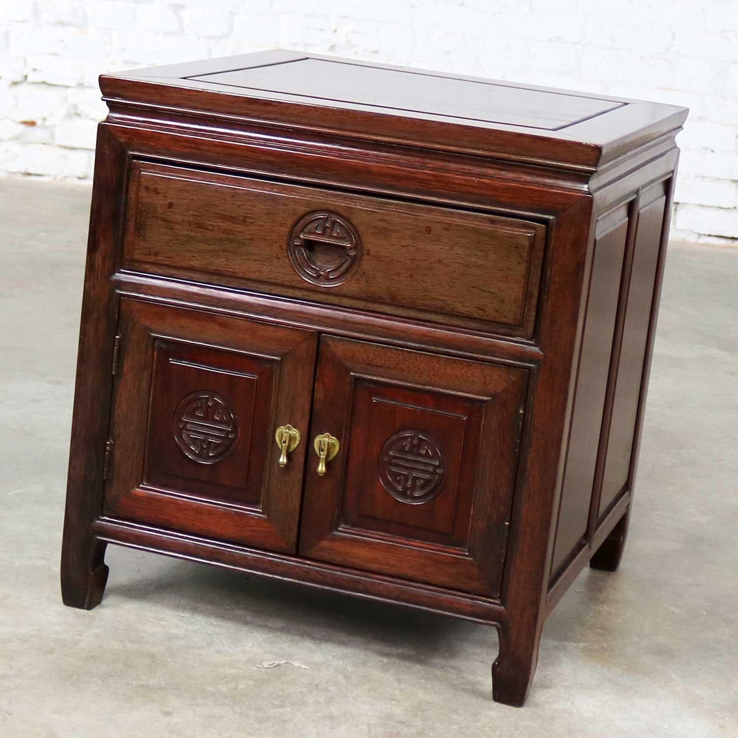 Vintage Petite Asian Rosewood Square End Table Cabinet Style George Zee of Hong  8