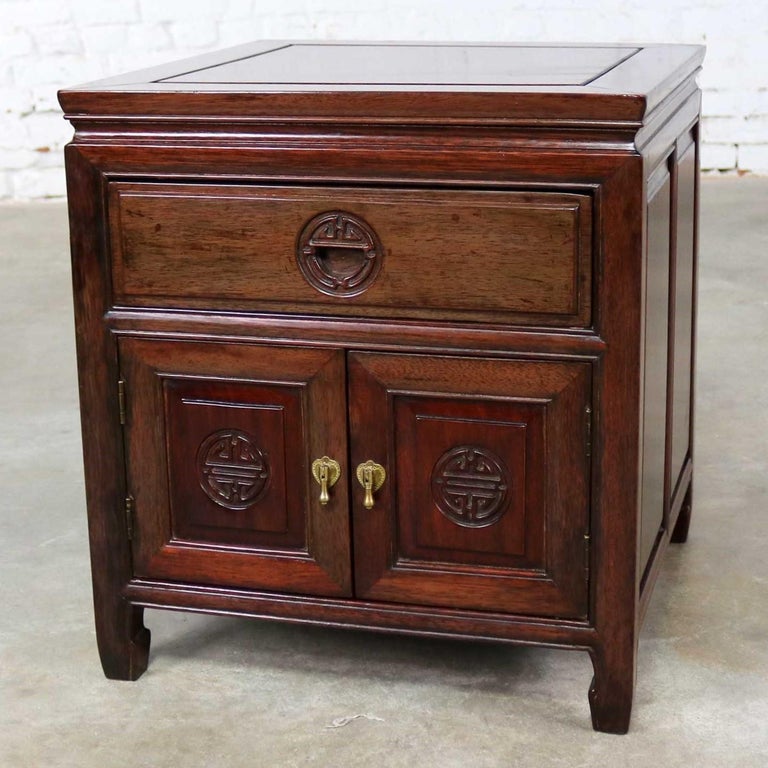Vintage Petite Asian Rosewood Square End Table Style Zee