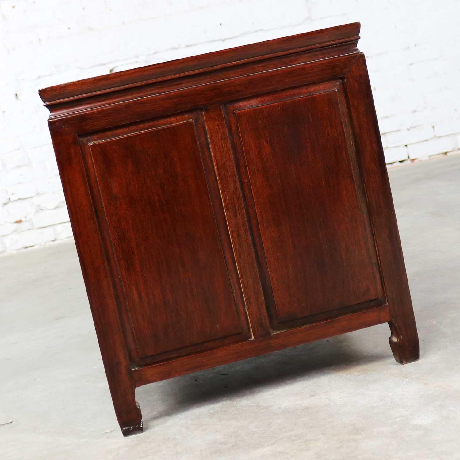 20th Century Vintage Petite Asian Rosewood Square End Table Cabinet Style George Zee of Hong 