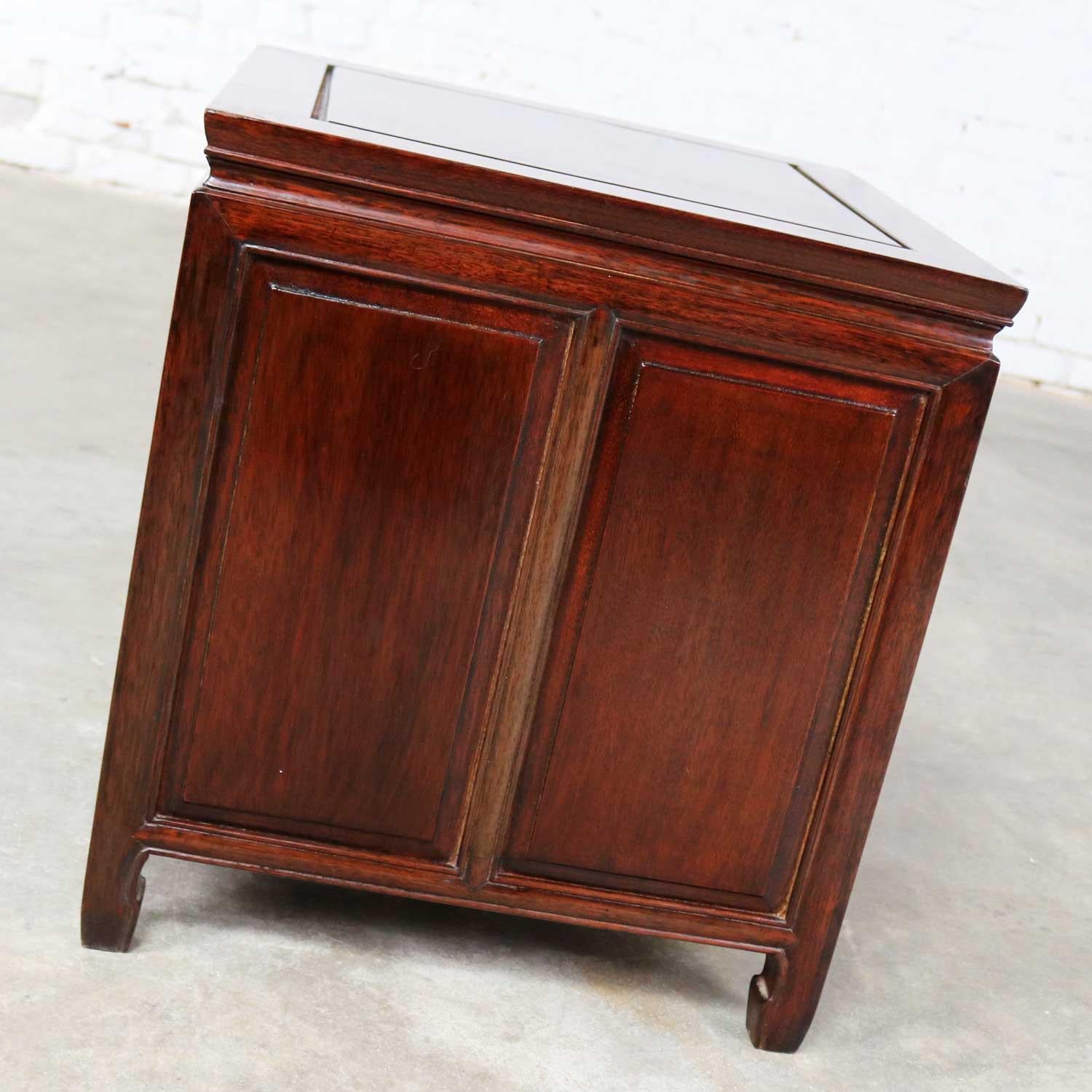 Vintage Petite Asian Rosewood Square End Table Cabinet Style George Zee of Hong  1
