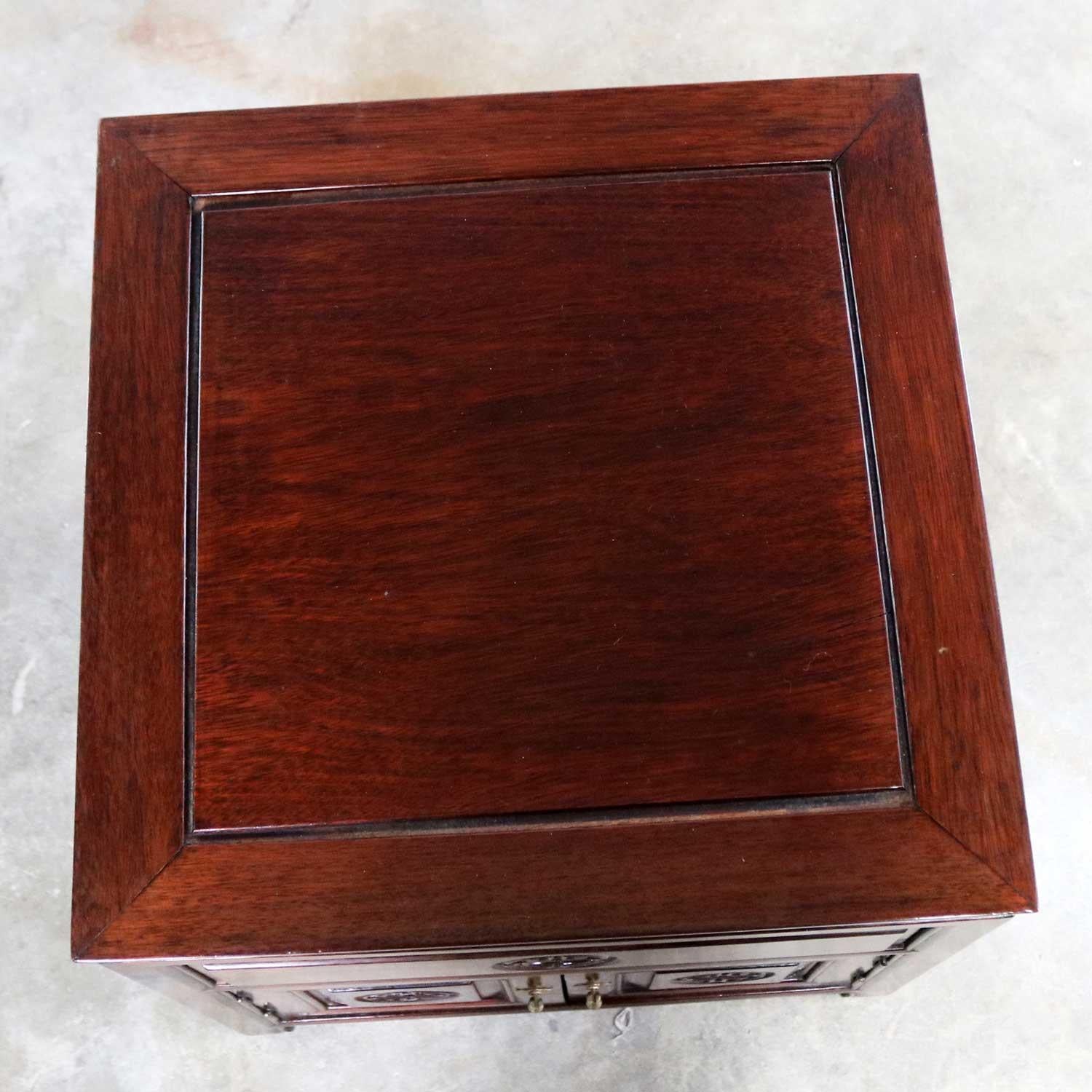 Vintage Petite Asian Rosewood Square End Table Cabinet Style George Zee of Hong  2