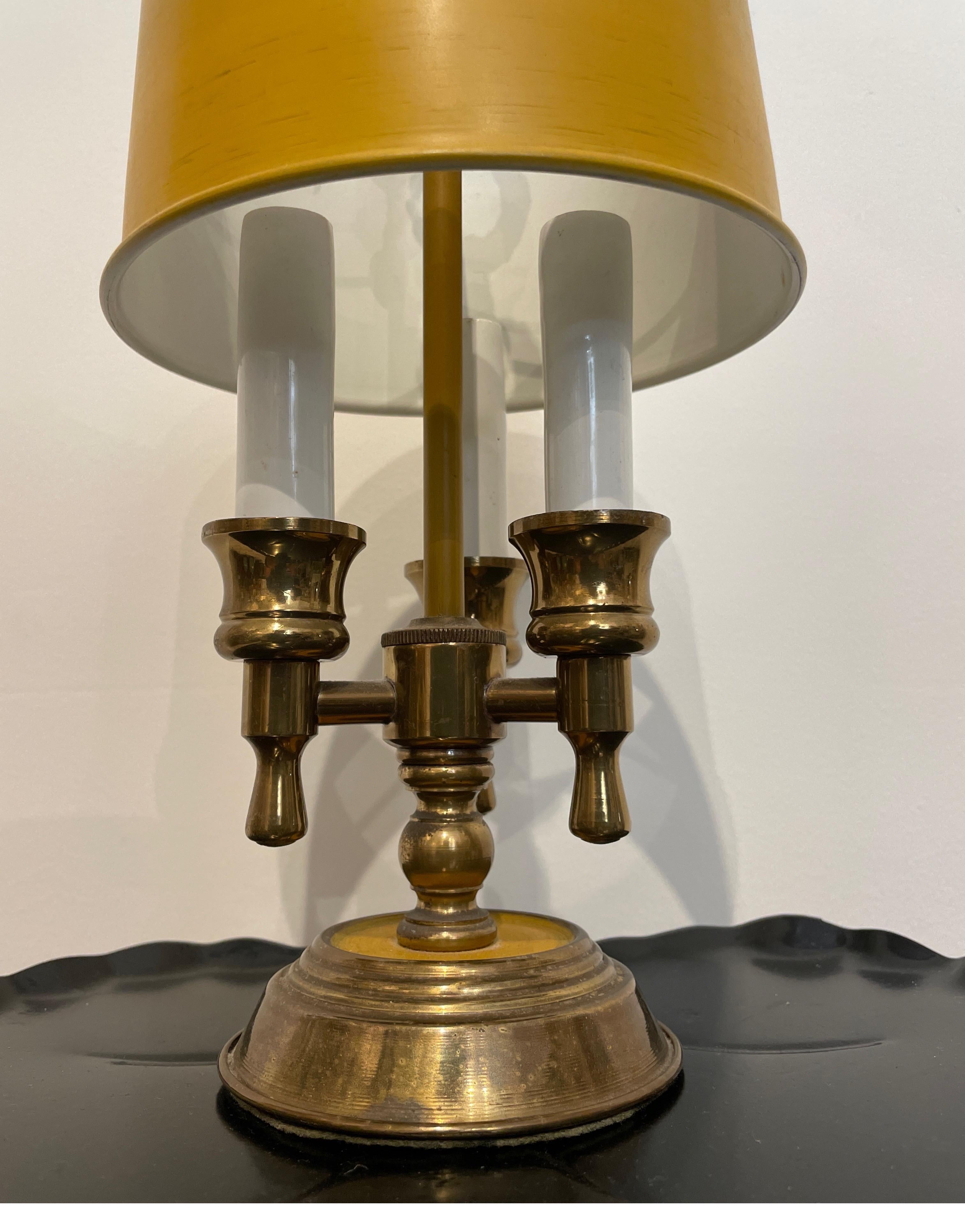 Vintage Petite Brass French Bouillotte Lamp In Good Condition In West Palm Beach, FL