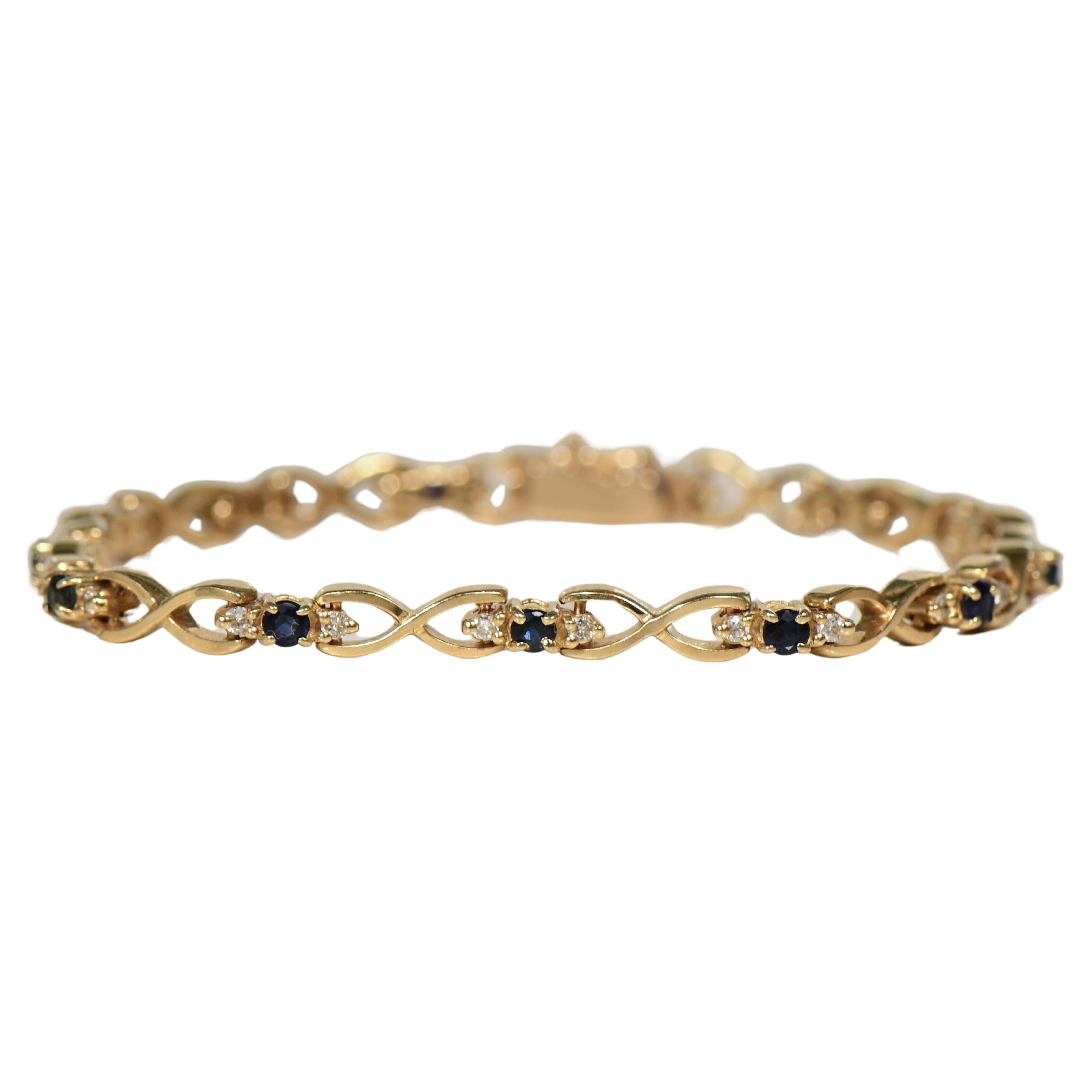 Kleines Vintage-Armband mit Diamanten und Saphiren