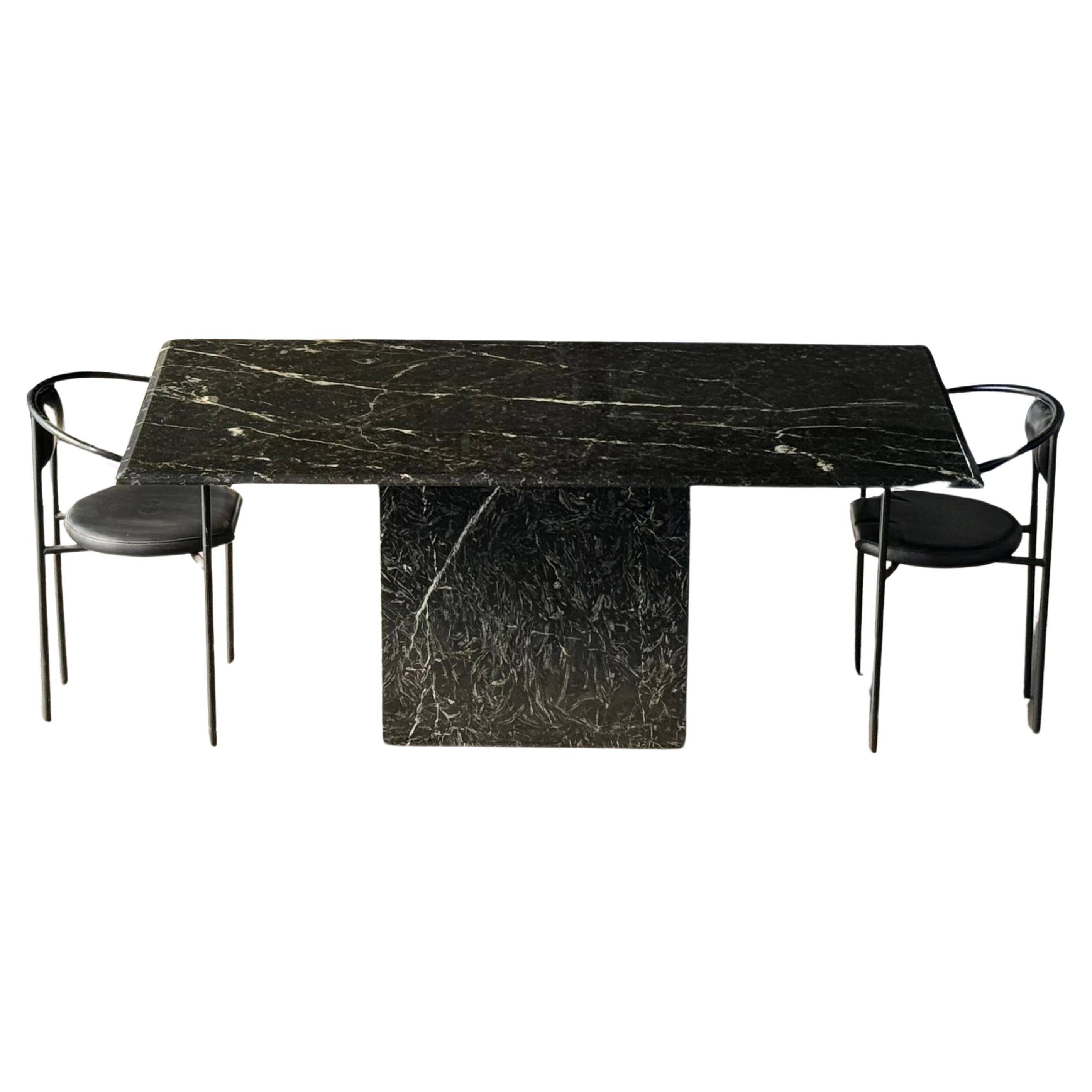 Vintage Petite Dining Table in Black Nero Marquina Marble For Sale