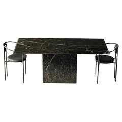 Vintage Petite Dining Table in Black Nero Marquina Marble