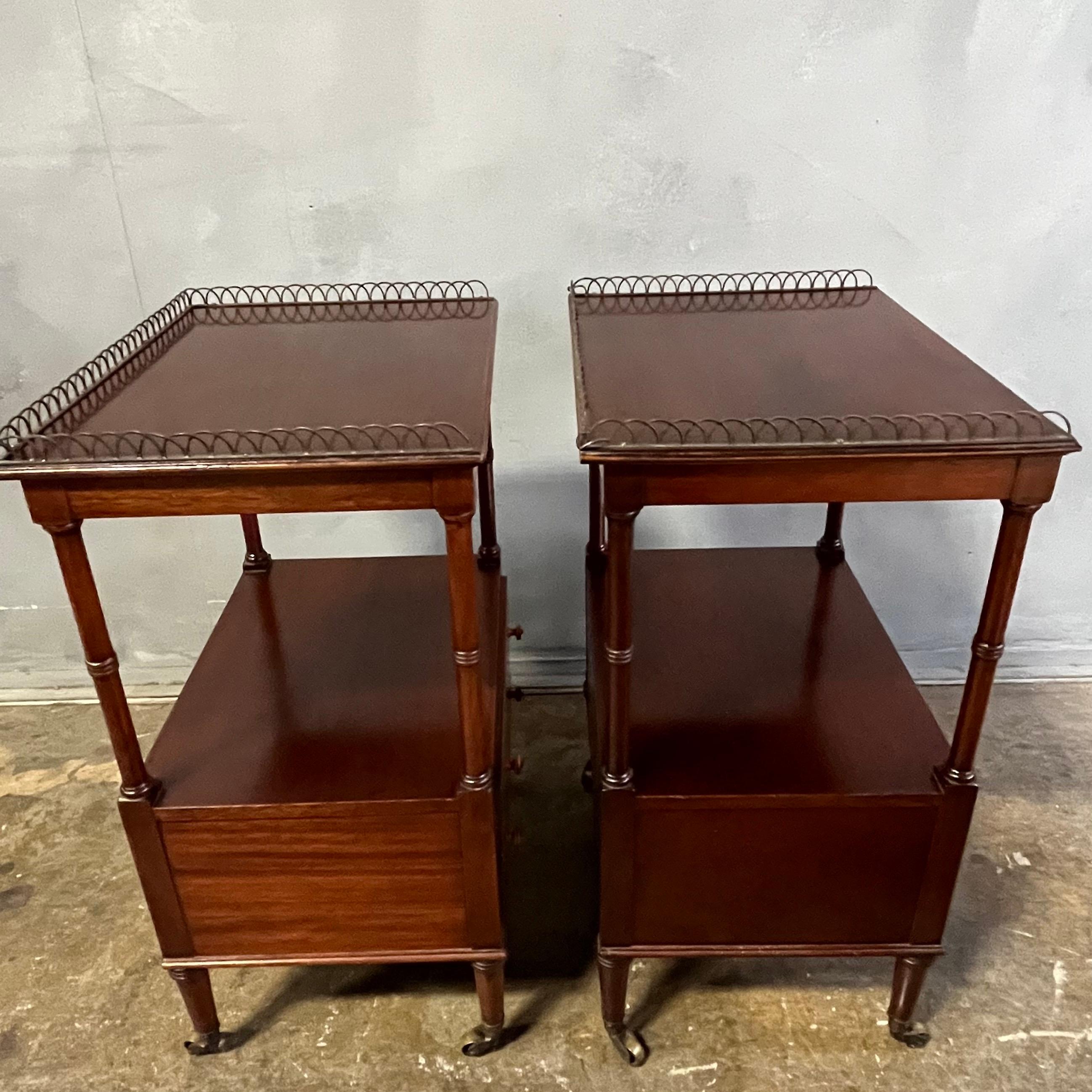 Vintage Petite Federal Style Mahogany Bedside Tables 5