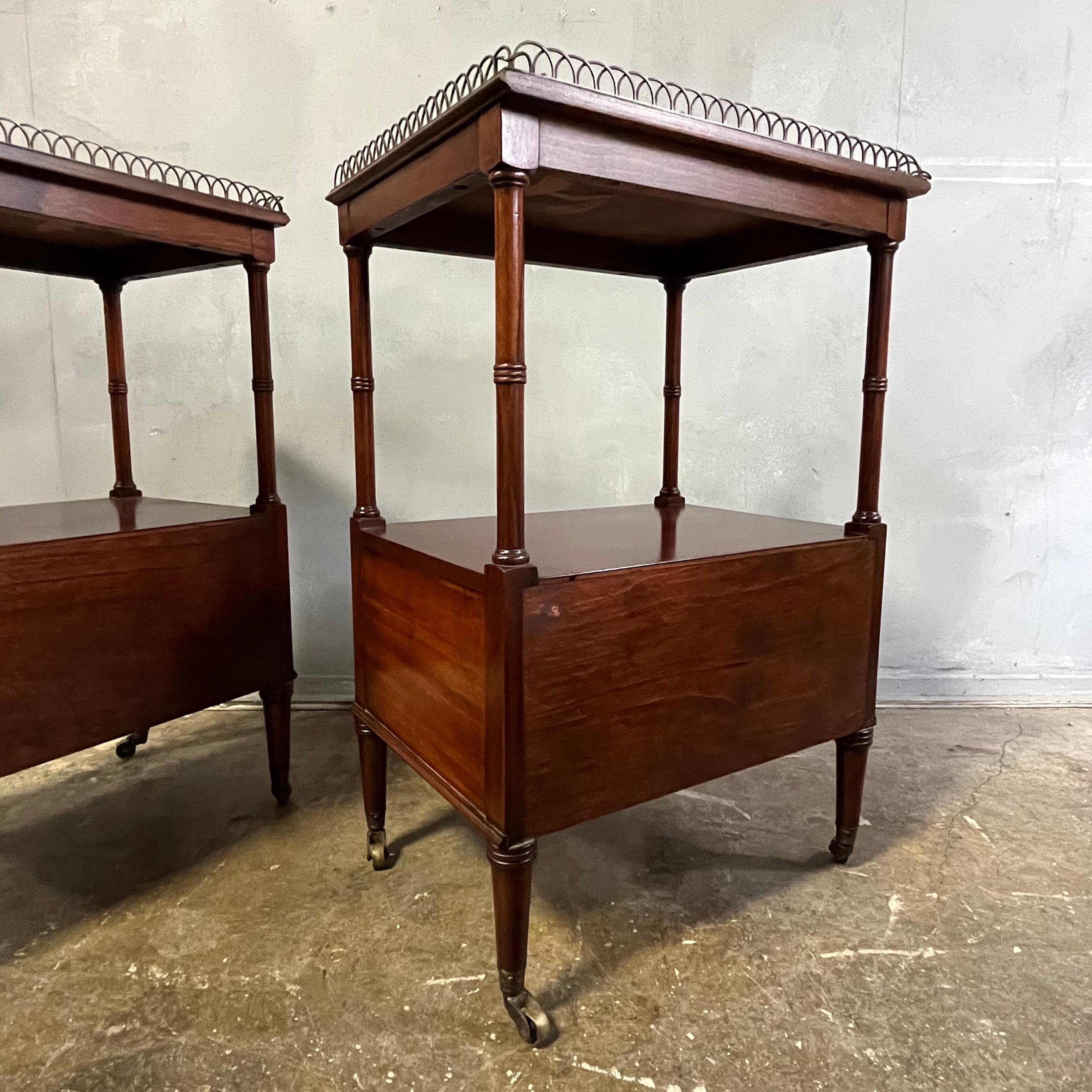 Vintage Petite Federal Style Mahogany Bedside Tables 1