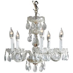 Vintage Petite French Cut Crystal and Chrome Chandelier, 20th Century
