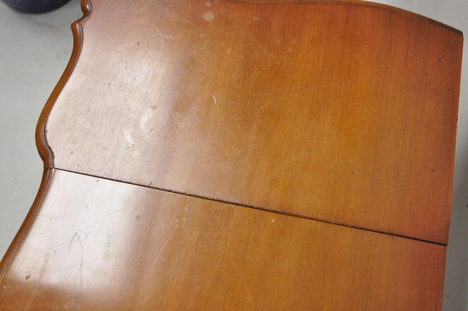 Vintage Petite French Provincial Style Cherry Flip Top Vanity Table with Mirror 2