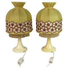 Vintage Petite Fringe Table Lamps with Appliqué
