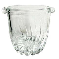 Vintage Petite Glass Ice or Champagne Bucket with Handles
