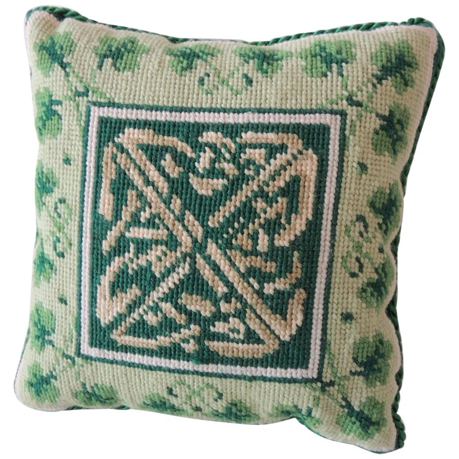 1960s Hydrangea Needlepoint Pillow with Velvet Backing at 1stDibs